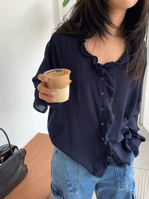 memory lace blouse (navy)