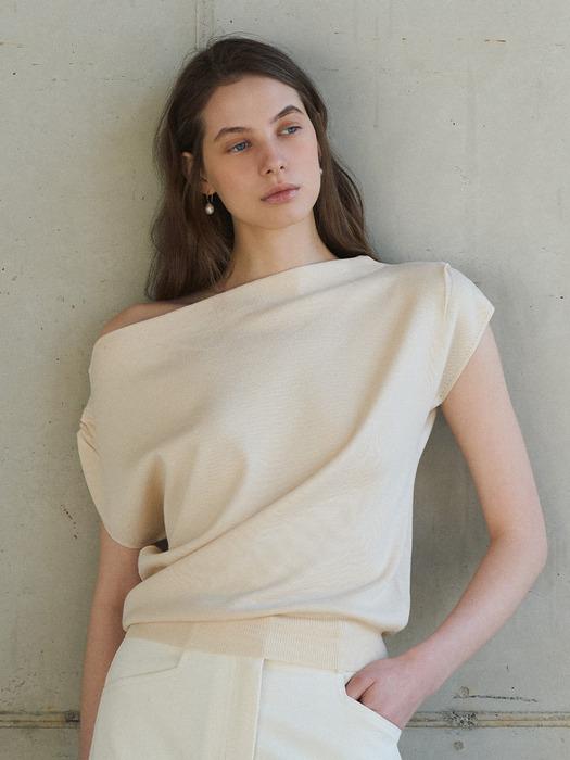 Nora Draped Knit Top_BEIGE