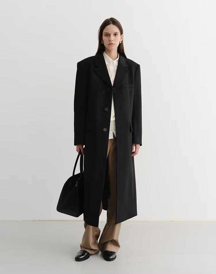 UNISEX 2-WAY 3 BUTTON CASHMERE COAT BLACK_UDCO5D121BK