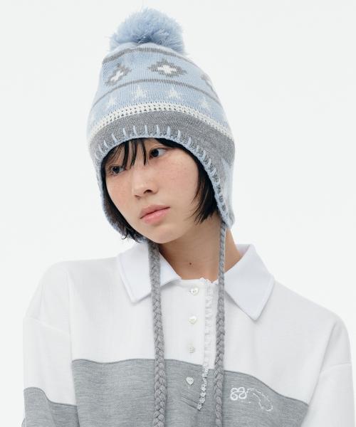 STAR EARFLAP BEANIE [GREY]