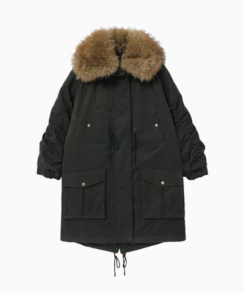 제뉴즈 스토퍼 퀼팅 퍼 파카 - 차콜