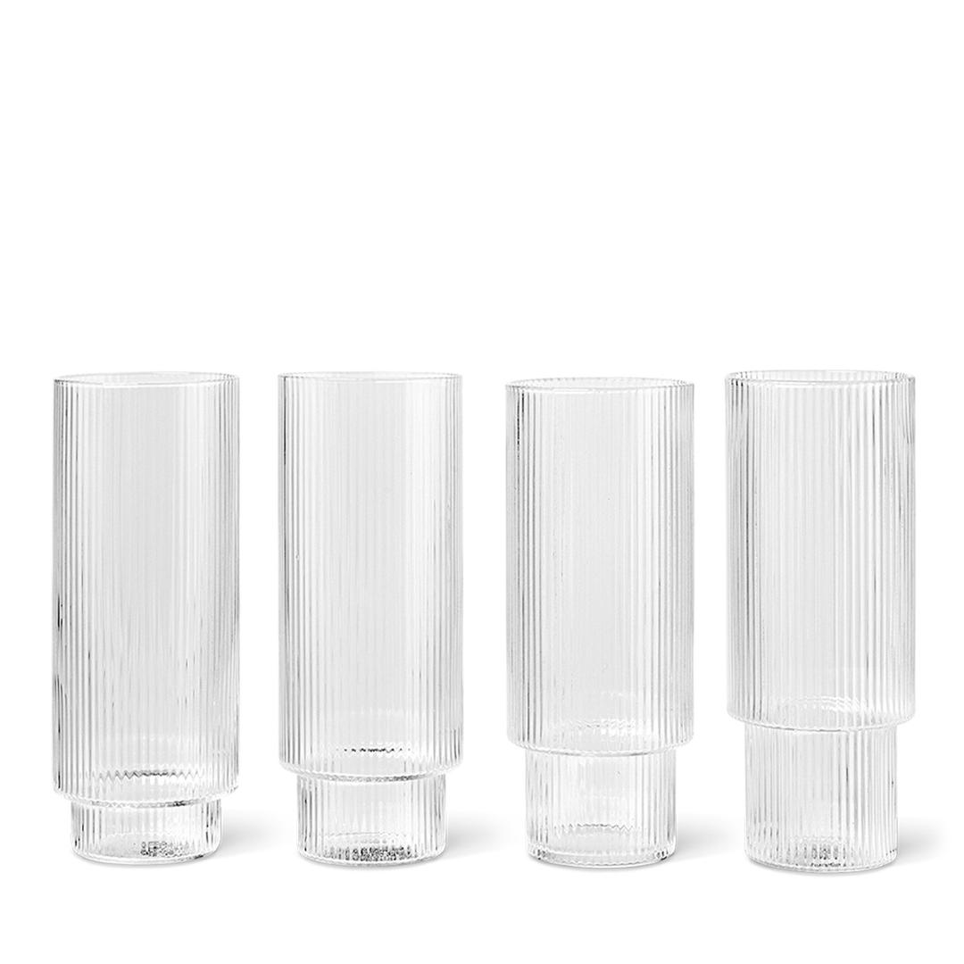 ripple long drink glass set of 4 clear