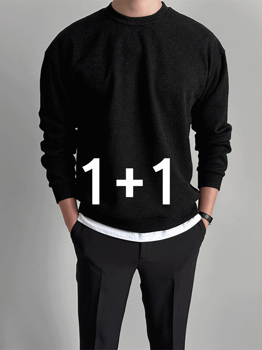 [1+1] 엔드 레이어드 골지 니트 맨투맨