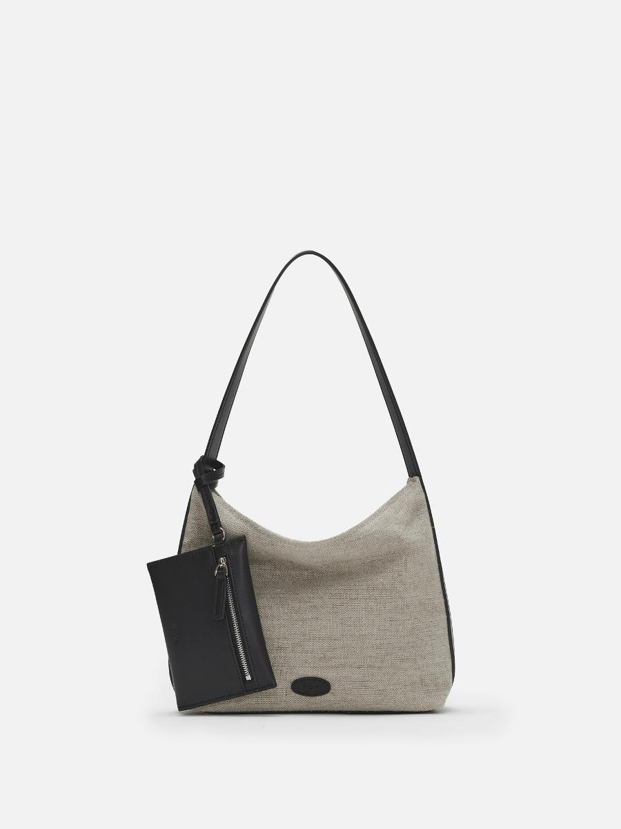 Mini pulpy hobo bag Jute Black