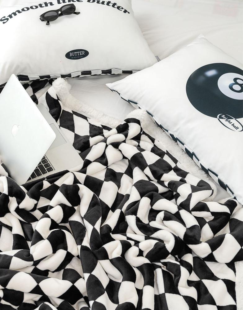 [담요가방] 믹스앤매치 체커보드 극세사 밍크 양털 담요 3size 2colors