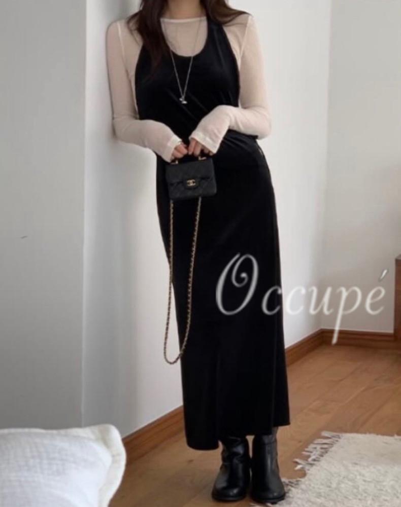 [당일발송]미엘 카본 원피스 (1col) miel 벨벳원피스