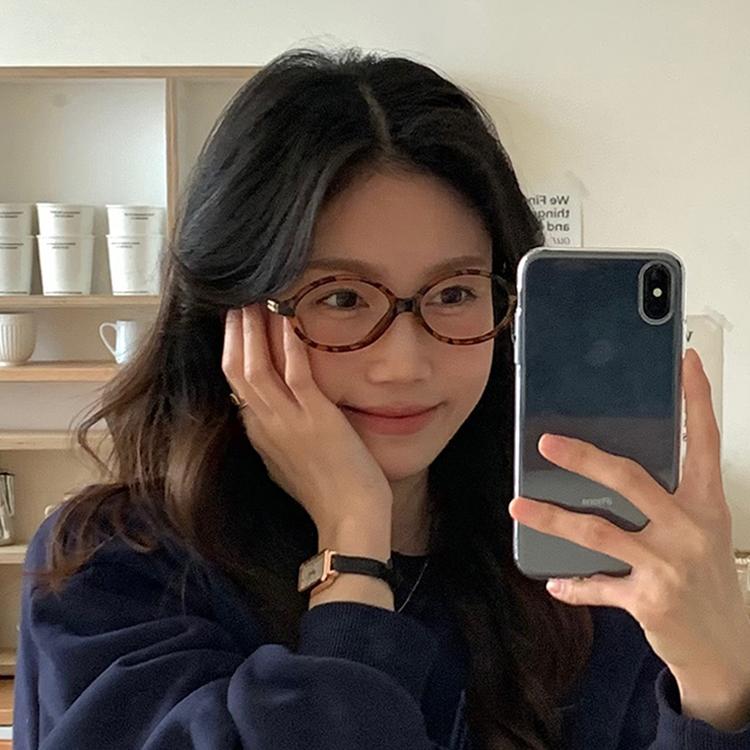 오펜딩 [블루라이트차단/긱시크룩] 너드안경 오발 레오파드 호피 안경테 뿔테 4color