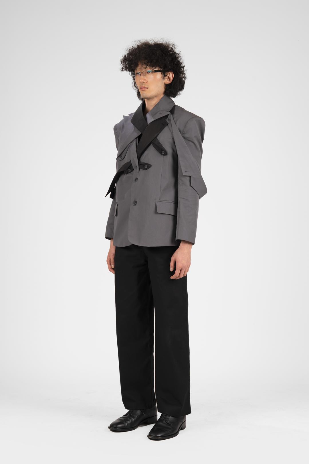 Detachable Collar Blazer (Grey)