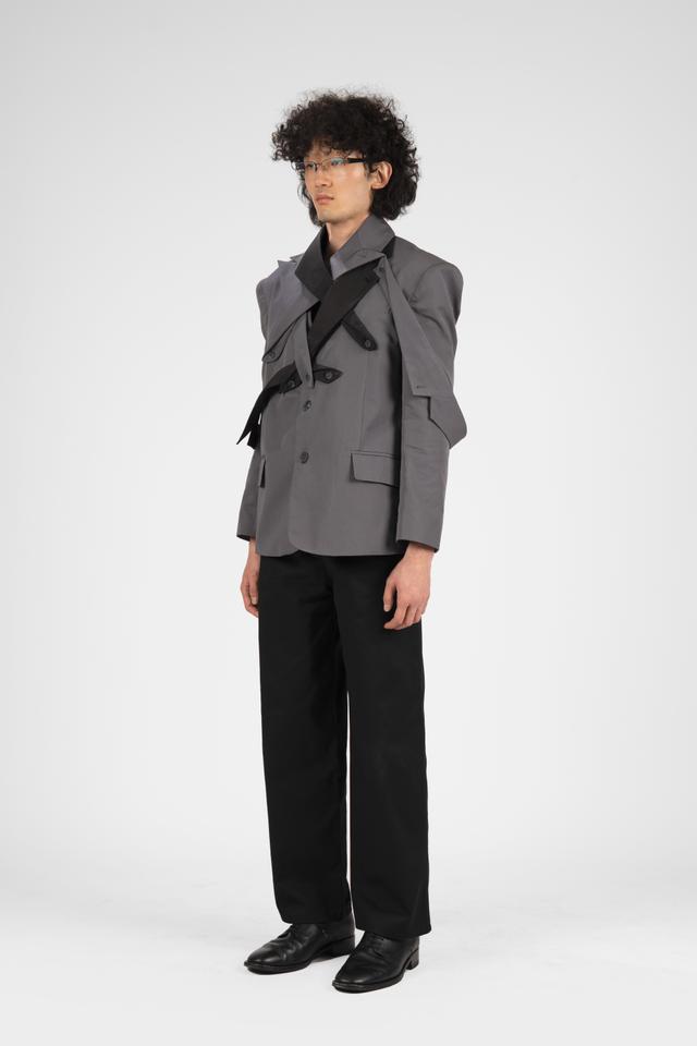 Detachable Collar Blazer (Grey)