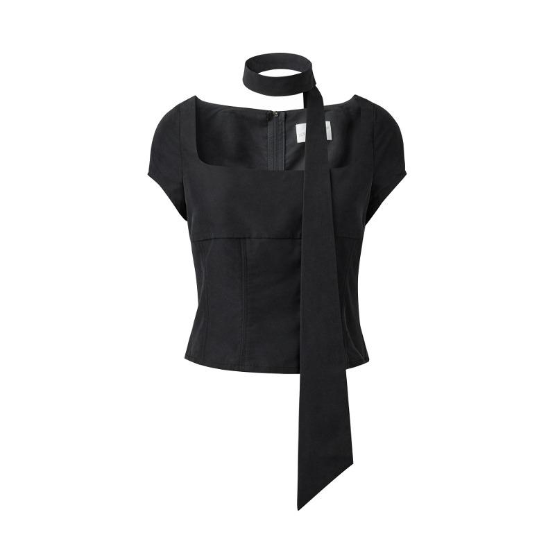 ANGEL WING SCARF TOP (BLACK)