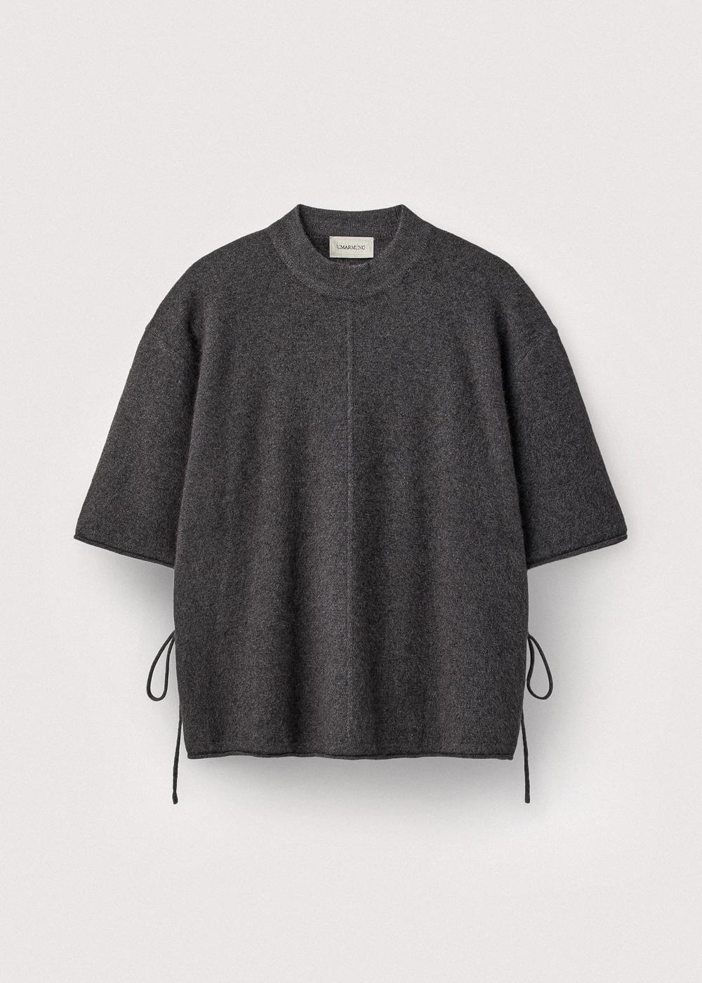 Blue fox mock neck half sleeve pullover_Etna grey