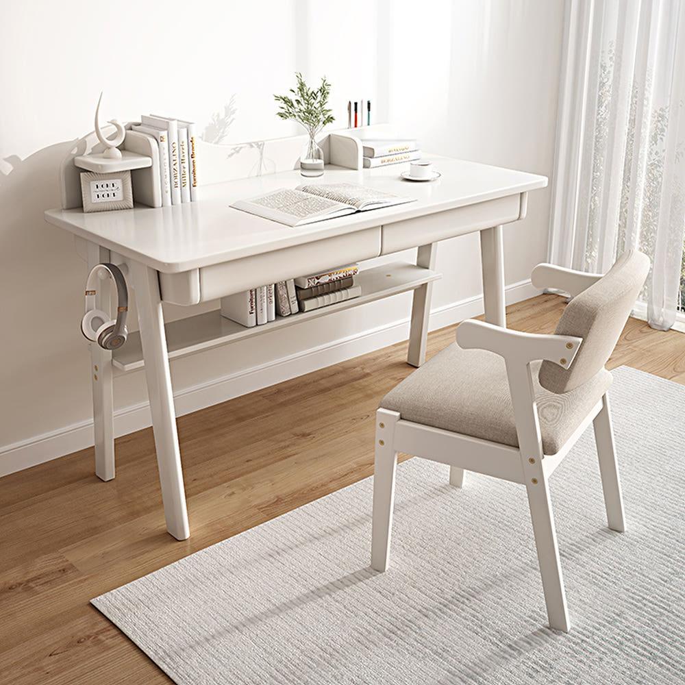 북유럽 예쁜 고급 서랍형 원목 책상 고무나무 공부방 서재 인테리어 목재 컴퓨터 데스크