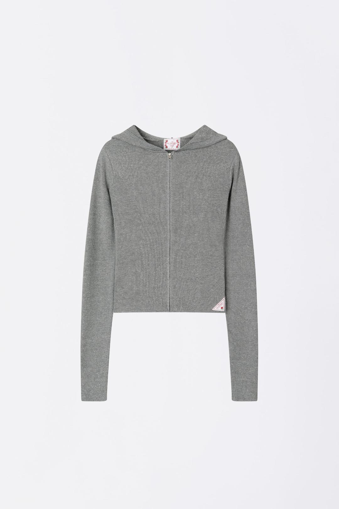Silhouette Knit Zip-Up Hoodie Melange Gray