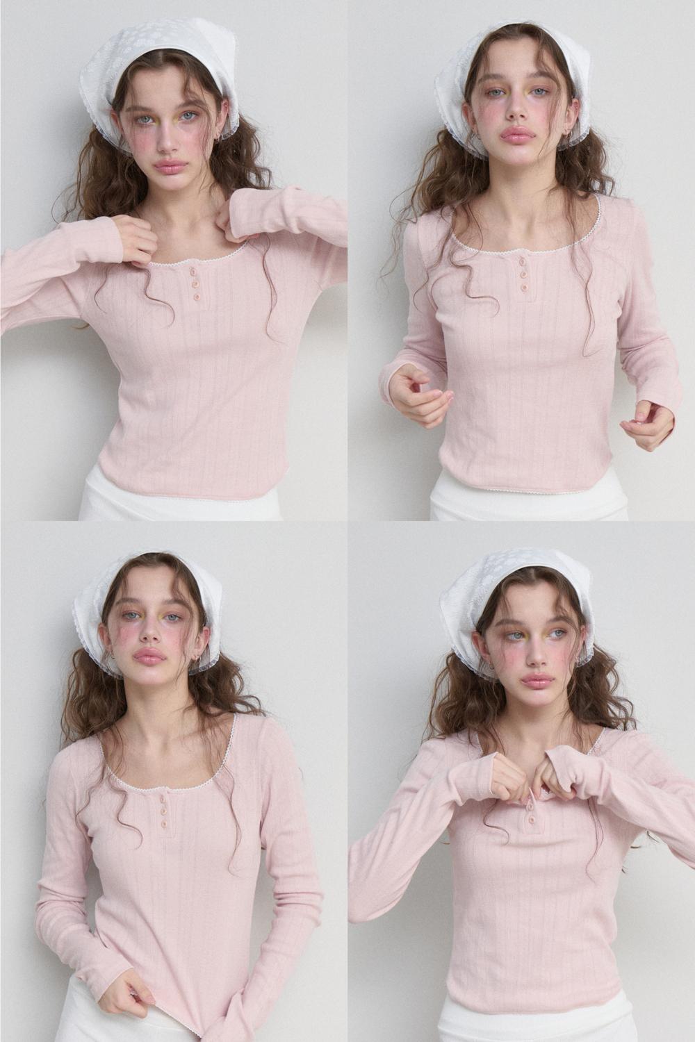 U NECK LACE T (BABY PINK)