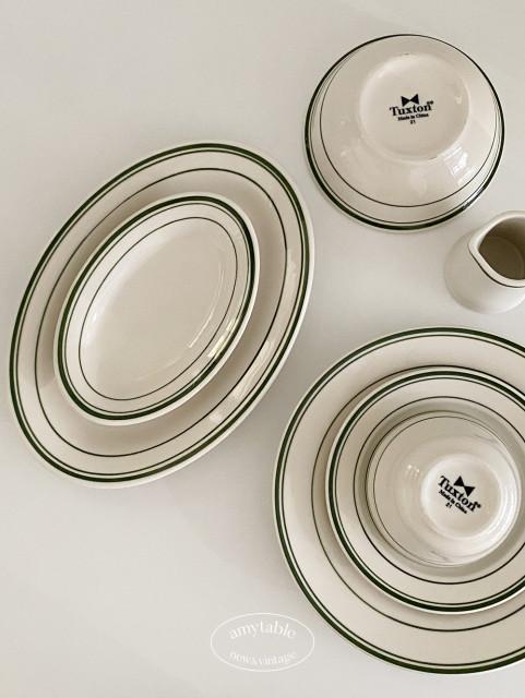 (에이미테이블) 턱스톤 그린베이 원형플레이트와 오발플레이트