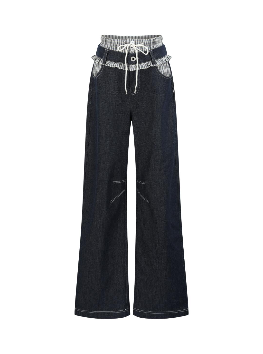 Baby Checkered Frill Denim pants