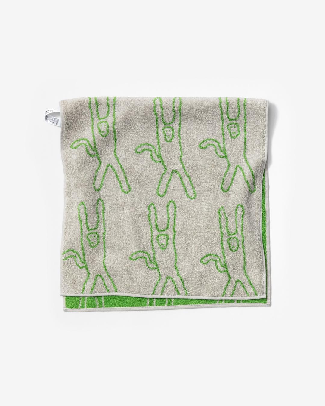 몽키 페이스 타월 - 그린 온 그레이 MONKEY FACE TOWEL - GREEN ON GREY