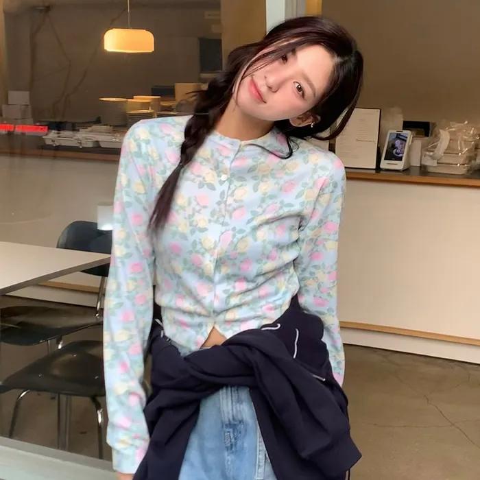 ROSE PRINTED CARDIGAN_LIGHT BLUE