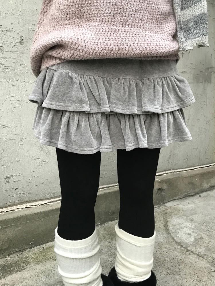 뮤우 로맨틱 벨벳 캉캉 치마 바지(2color)