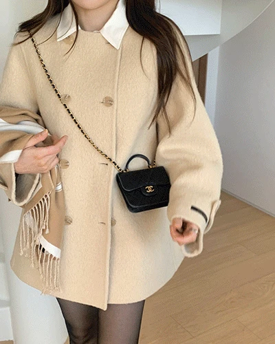 [mellmoden]alpaca🐑/프메 케이프 핸드 하프코트(후디 탈부착 가능)(3color)