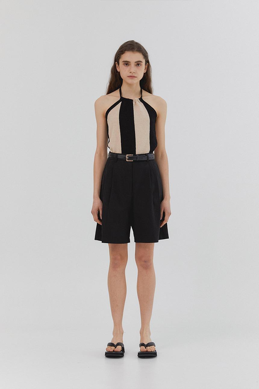 Striped Halterneck Sleeveless_Black