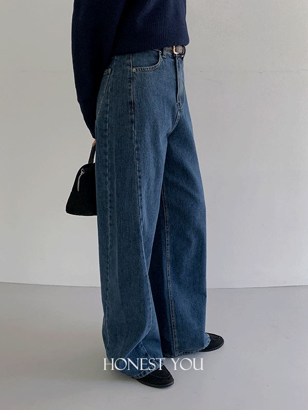 로빈유 [주문폭주🔥] [6만장 돌파!!!] [HONEST, YOU] 비스크 절개 와이드 데님 - pt(S,M,L)