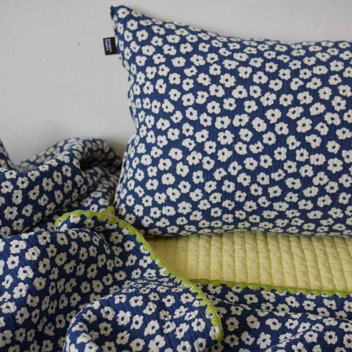 Triple Cotton blanket (navy flower + pink stripe)