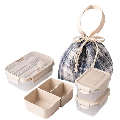 나누담 데일리 도시락 1100ml + 밀폐용기 450ml 2p + 보냉백 세트, 네이비(보냉백), 1세트 - 도시락통/가방 | 쿠팡