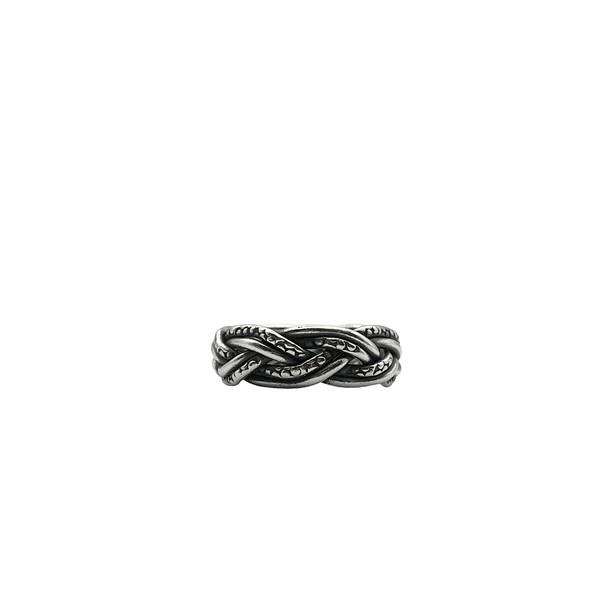 KAREN HILL TRIBE silver Twisted Stamp open Ring