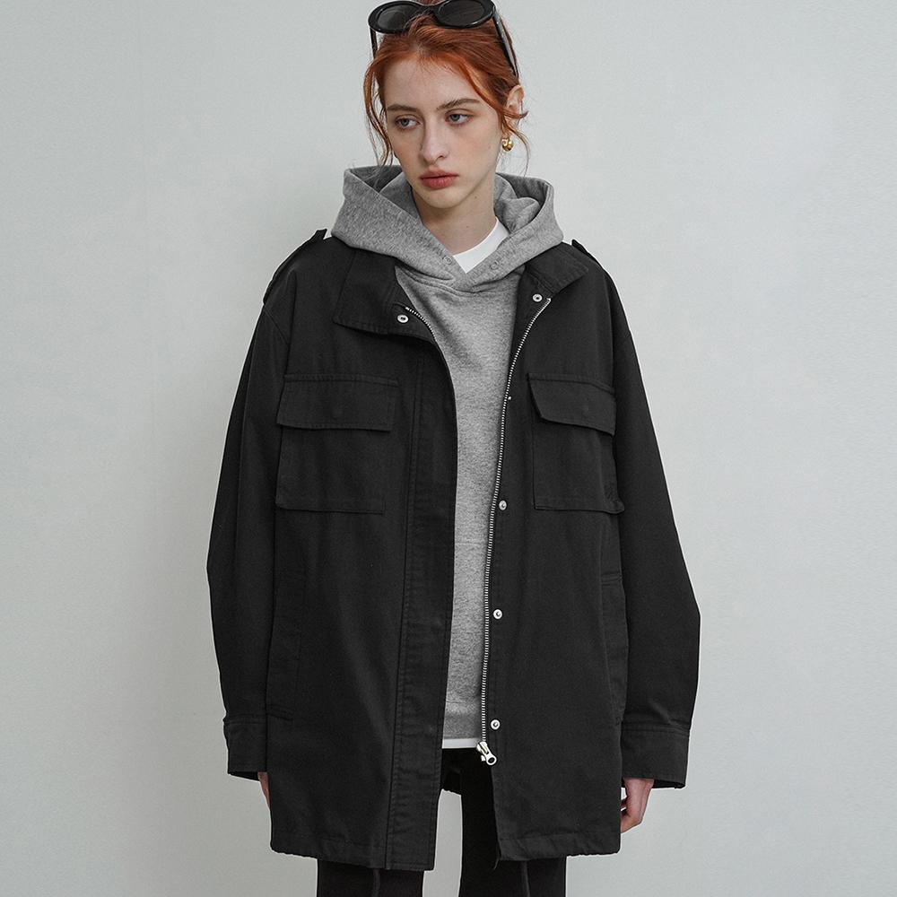 SIOT4134 오버 핏 코튼 필드 자켓_Black