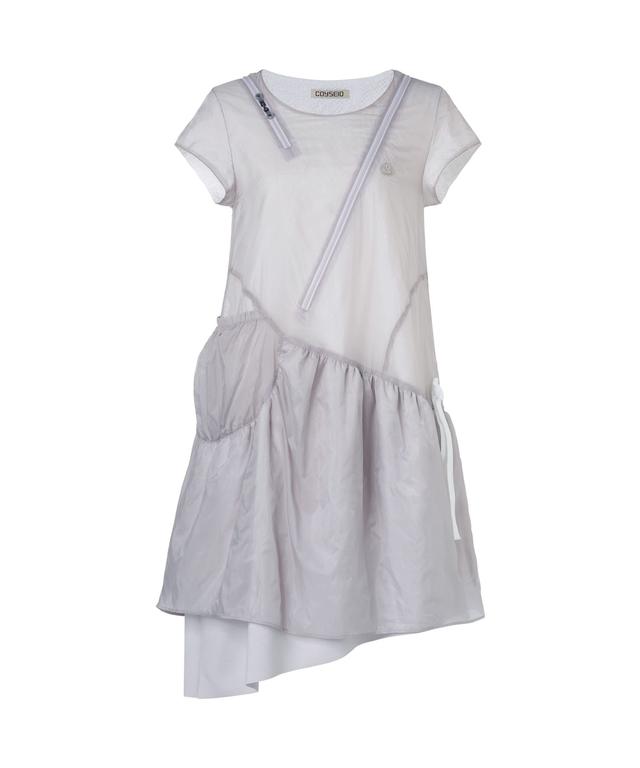 PUFF SHIRRING ONE PIECE PURPLE GREY