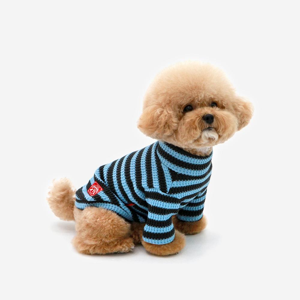 KINI WAFFLE KNIT TSHIRT-BLUE(반팔니트)