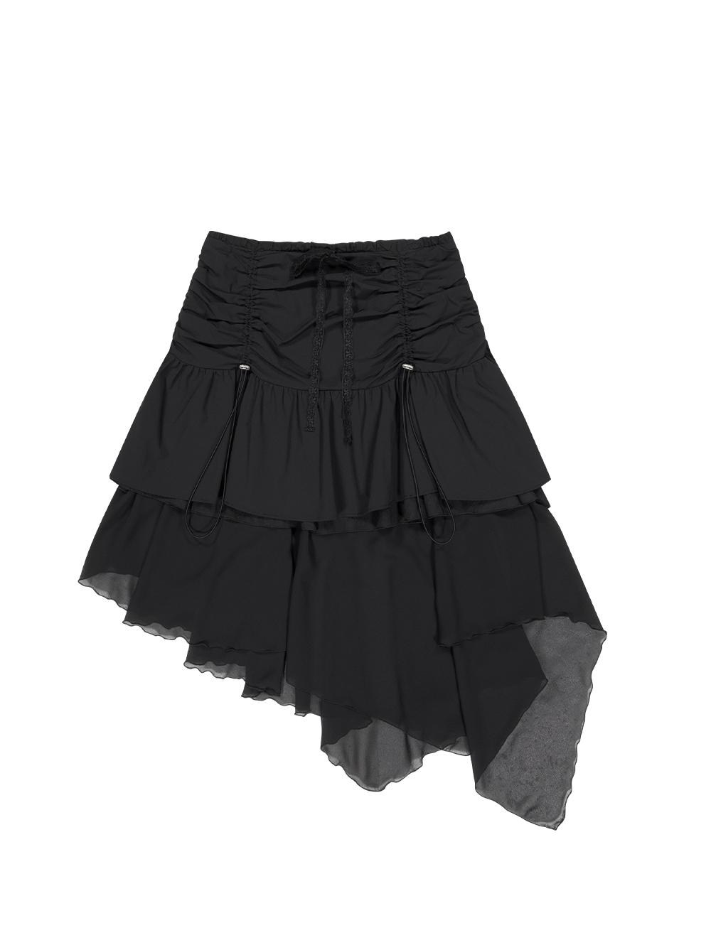 LAYERED CHIFFON SKIRT [BLACK]