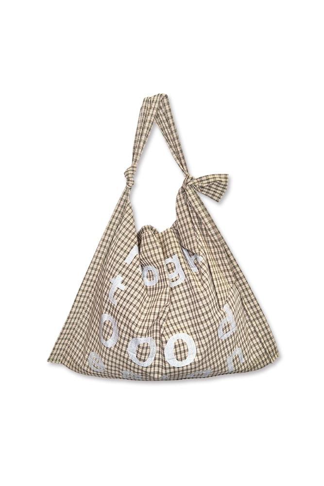 [nought] 000Design Cotton Check Tie Bag / Olive