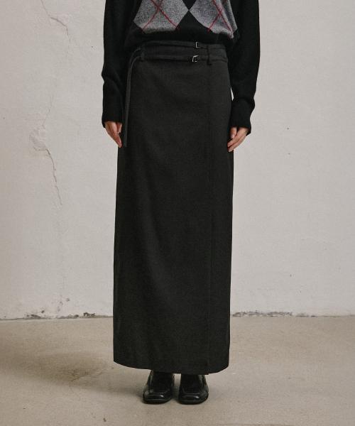 더블 스트랩 울 맥시 스커트_3COLORS