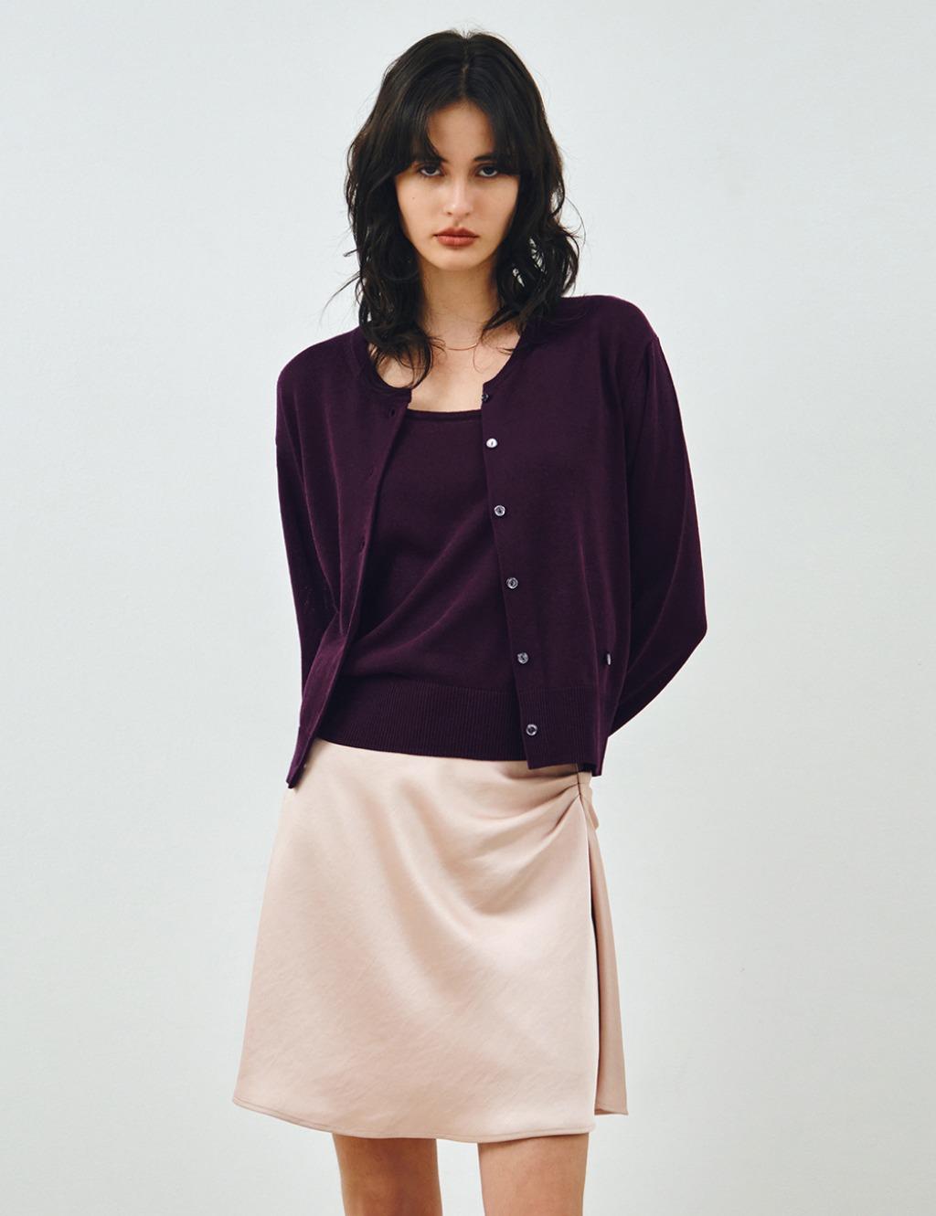 [SET] 린넨 라운드넥 가디건 바이올렛 MDCD043VIOLET