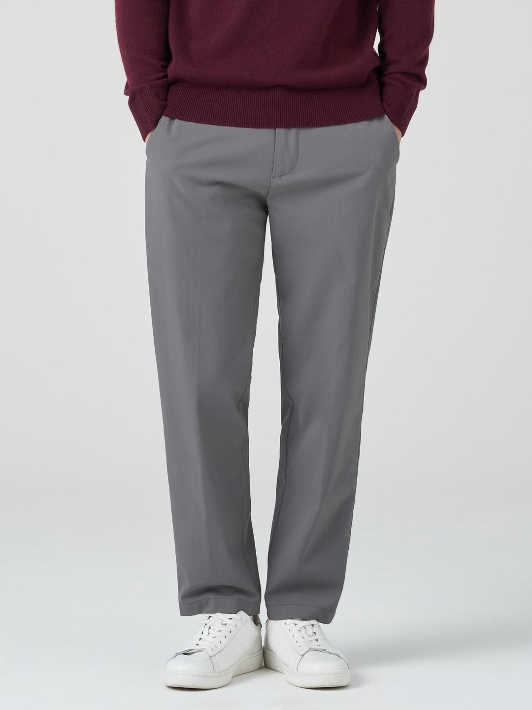 폴리 트윌 테이퍼드 핏 셋업 슬랙스 - 그레이