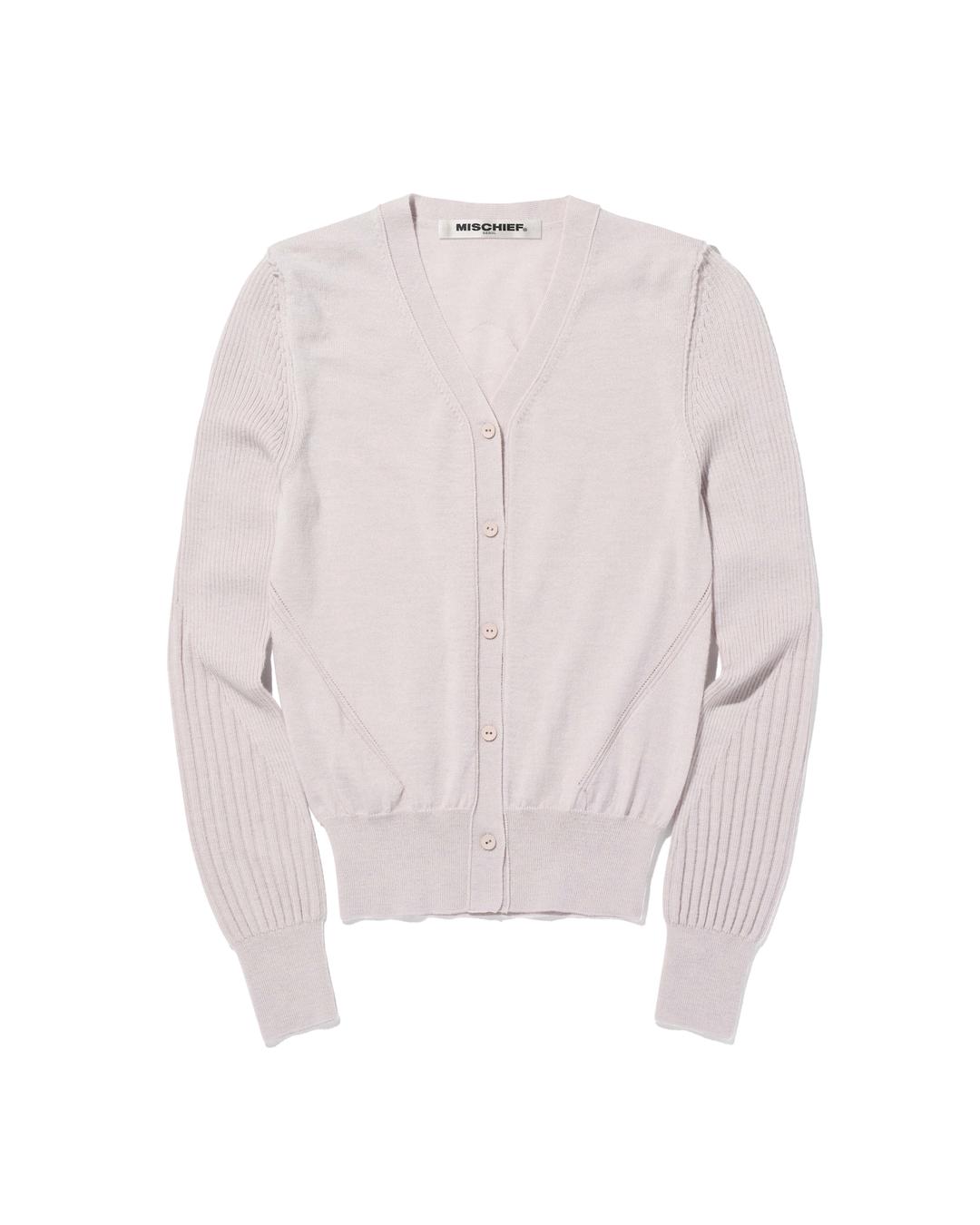 V-NECK WOOL KNIT CARDIGAN_LIGHT PINK GREY