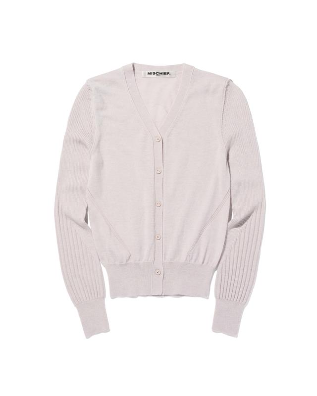 V-NECK WOOL KNIT CARDIGAN_LIGHT PINK GREY