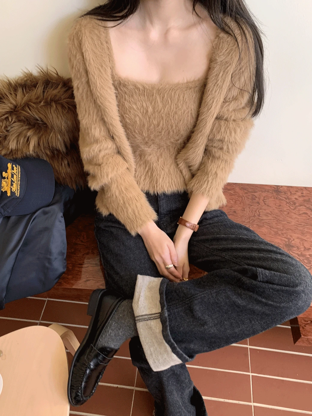 DR. Fur Sleeveless Cardigan