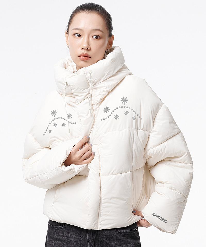 [3COLORS]  웨스턴플로럴 후드 크롭 숏패딩