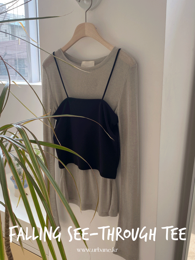 어베인 ✨텐셀원단💕URBANE MADE💕 폴링 시스루 텐셀 이너 레이어드 티셔츠 (4c)