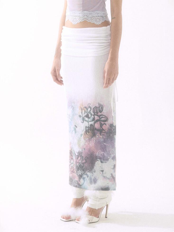 Two-Way Shirring Skirt White