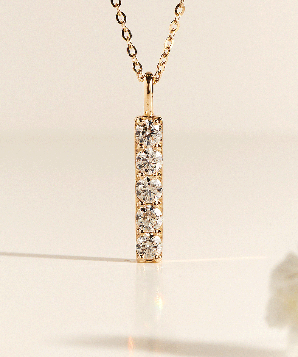 14K 18K 미니멀 스틱바 모이사나이트 목걸이