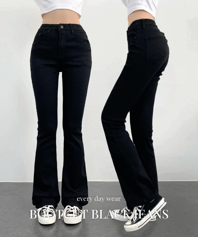 최저가보장 [슬림한/-3kg] 몸매보정 S~3XL 슬림 스판 블랙 데님 부츠컷 블랙진 팬츠 - 기장선택/6사이즈