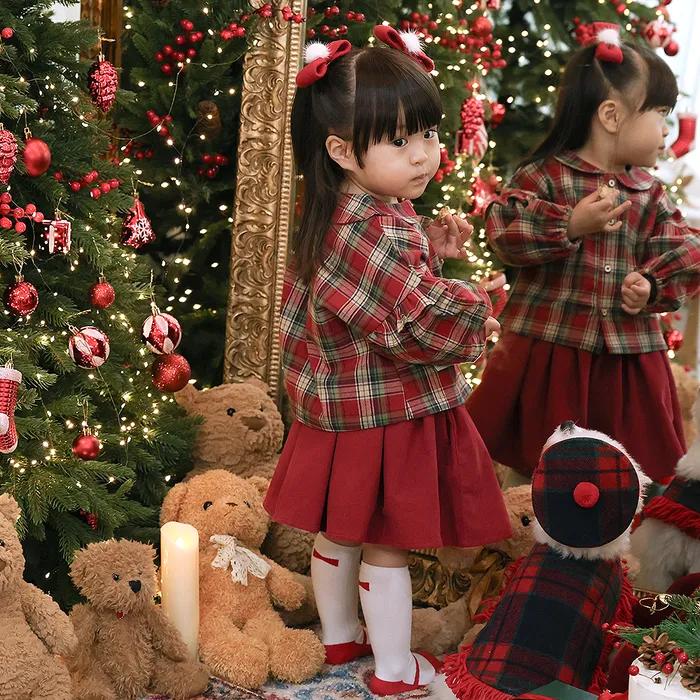 낭만이 있는 귀여운 날의 쪼꼬미 - 유아 체크 블라우스