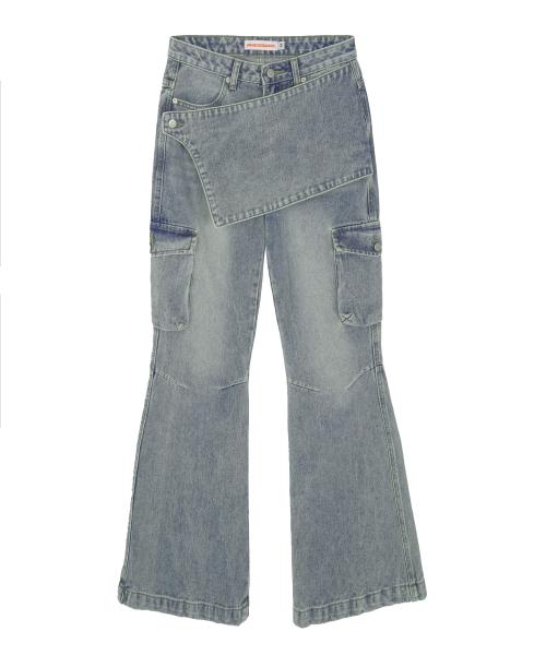 스커트레이어드 데님팬츠