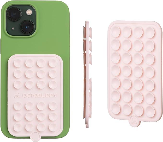 Double - Silicone Double-Sided Suction Phone Case Detachable Mount - Hands-Free, Strong Grip Holder for Selfies and Videos - iPhone and Android Compatible - 2.5″ x 3.75″, Chalk Pink