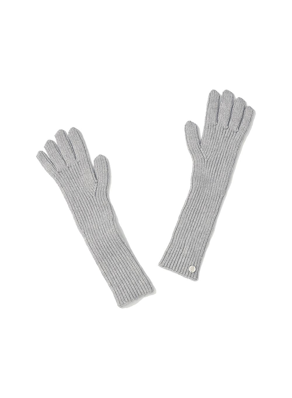 [WOMEN] RIBBED KNIT LONG GLOVES_LIGHT GREY