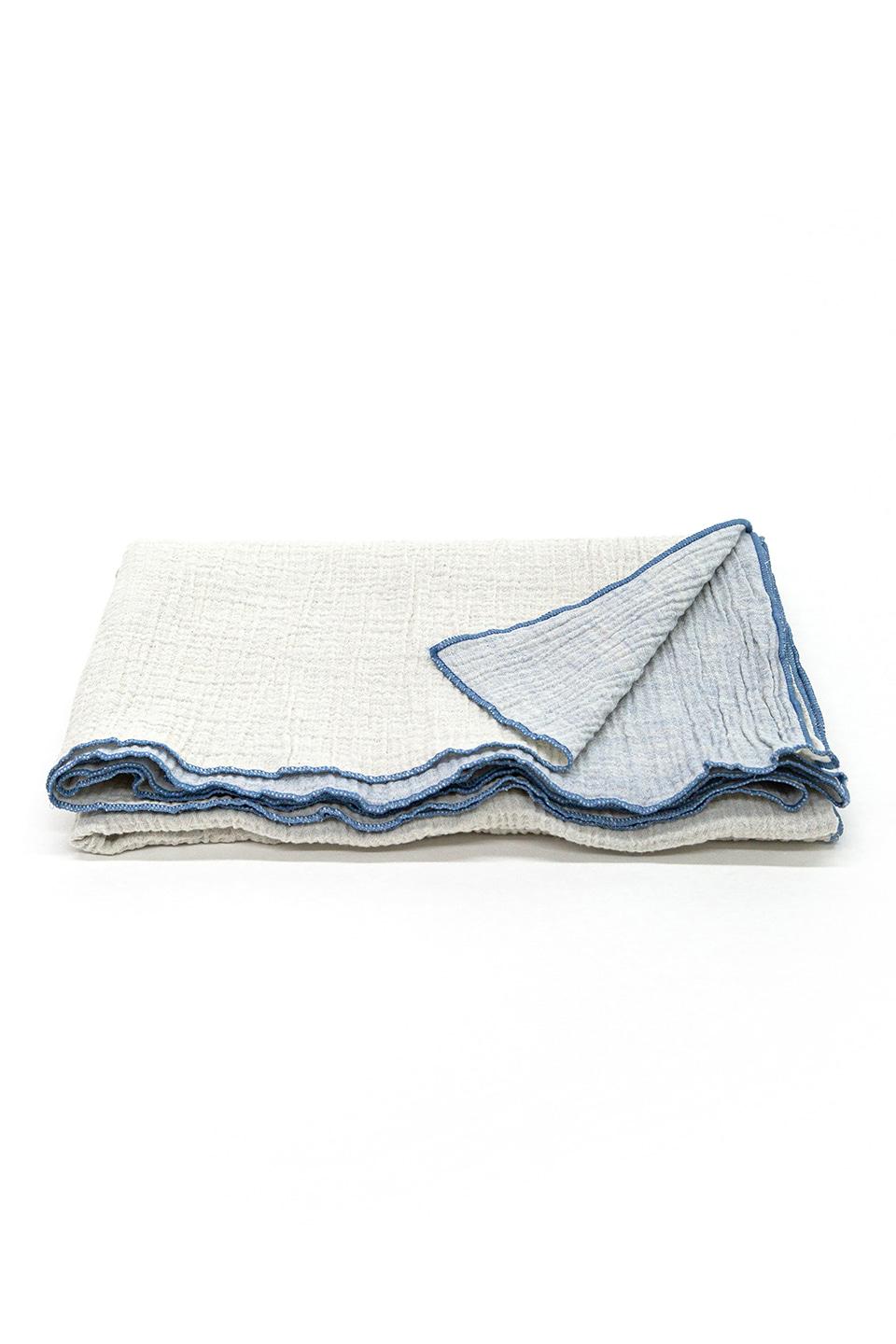Double Side Edge Blanket 2중 거즈면 컬러엣지 양면 여름담요 - Light Blue